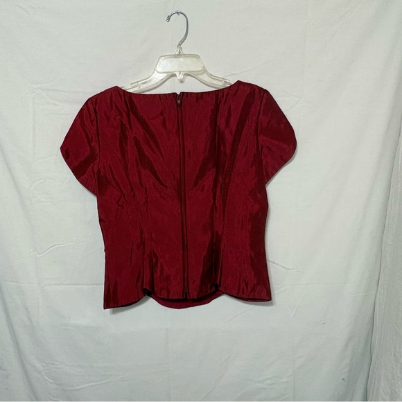 Vintage Rampage red satin peplum top featuring a bold statement style - Picture 4 of 8